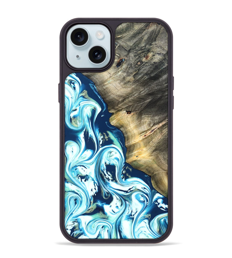 iPhone 15 Plus Wood Phone Case - Ottis (Blue, 822056)