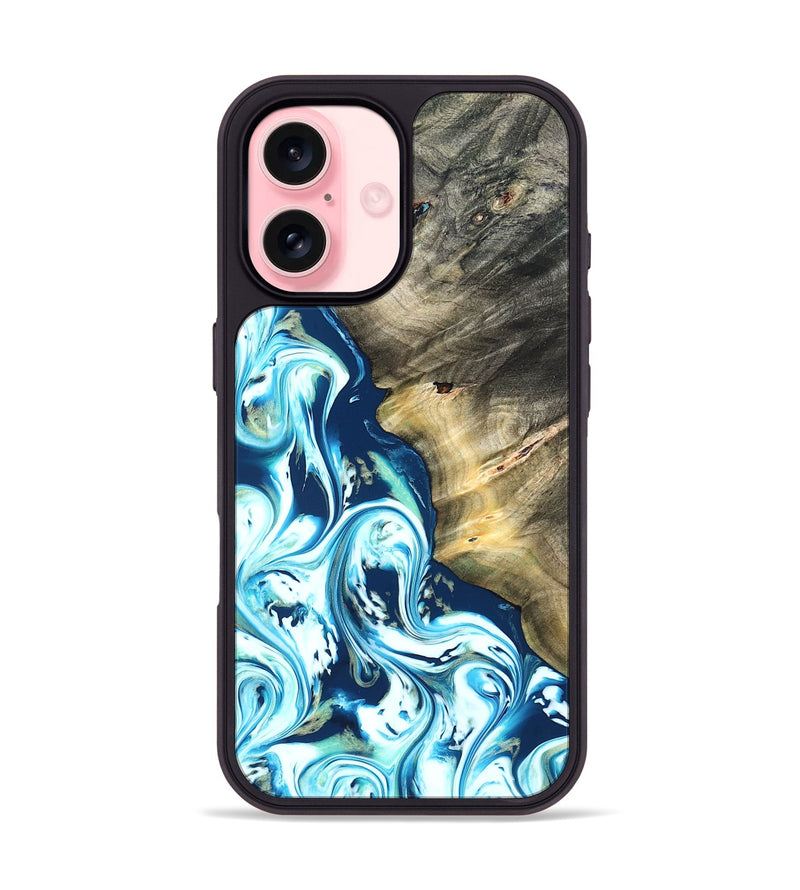 iPhone 16 Wood Phone Case - Ottis (Blue, 822056)