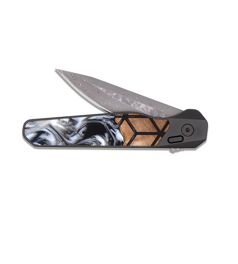 EDC Dark Damascus Wood Pocket Knife - Alianna (Pattern, 822063)