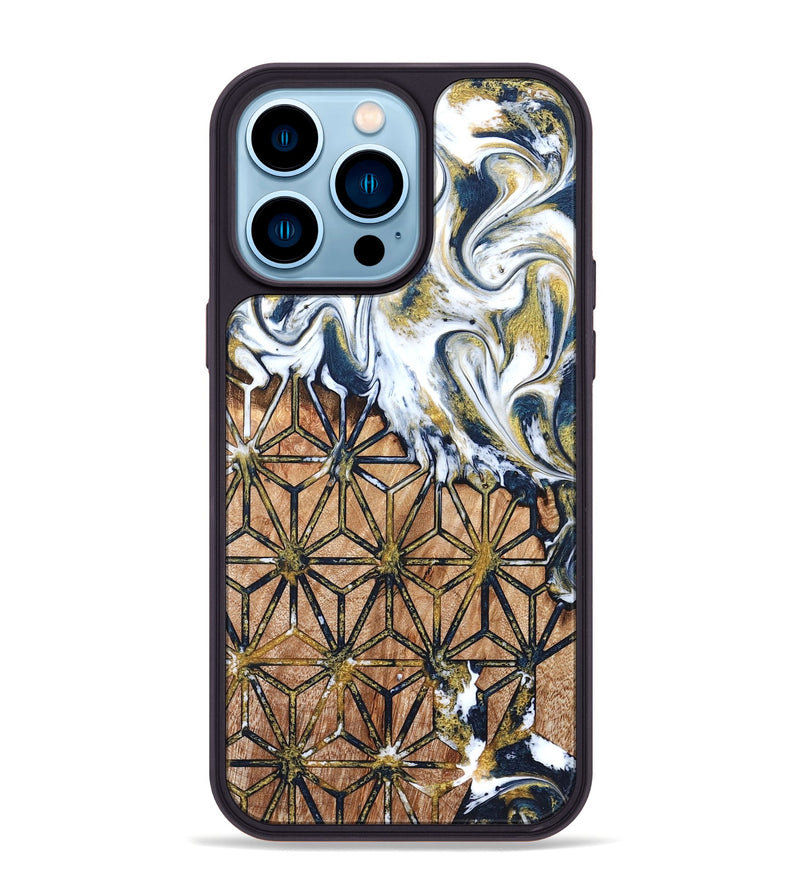 iPhone 14 Pro Max Wood Phone Case - Green (Pattern, 822072)