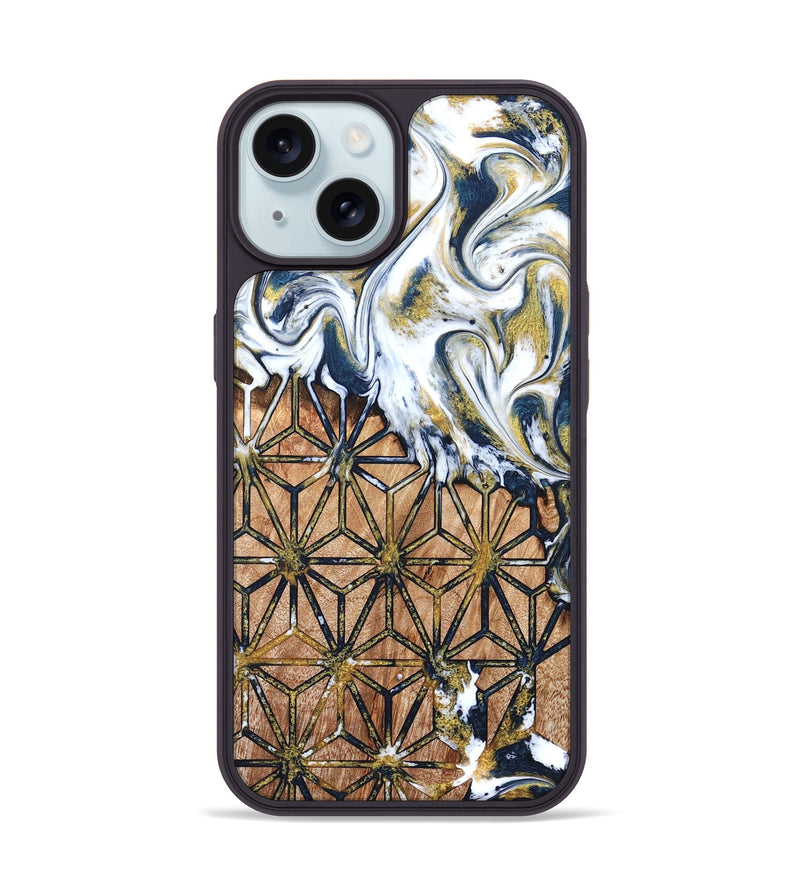 iPhone 15 Wood Phone Case - Green (Pattern, 822072)