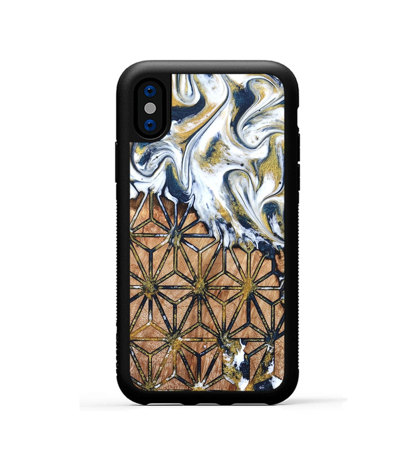 iPhone Xs Wood Phone Case - Green (Pattern, 822072)