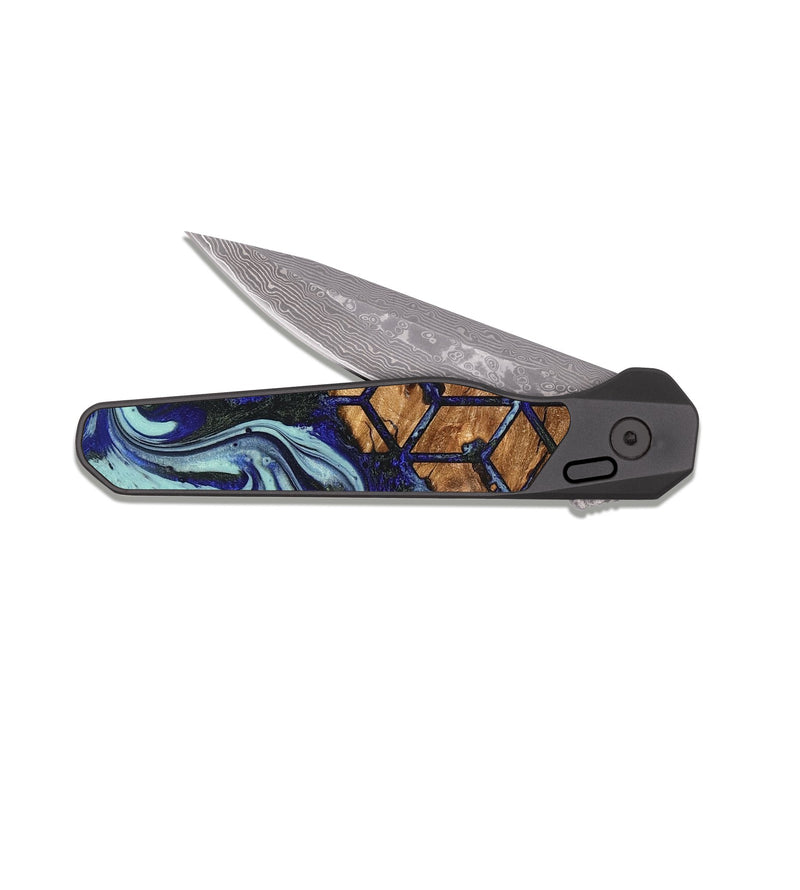 EDC Dark Damascus Wood Pocket Knife - Lanny (Pattern, 822076)