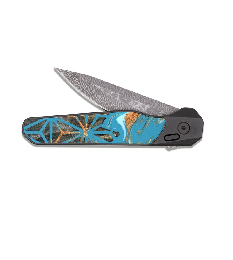 EDC Dark Damascus Wood Pocket Knife - Cora (Pattern, 822078)