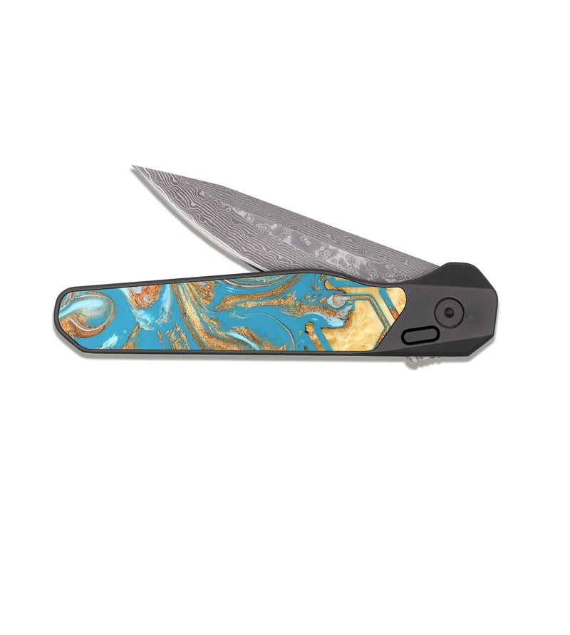 EDC Dark Damascus Wood Pocket Knife - Rogelio (Pattern, 822092)