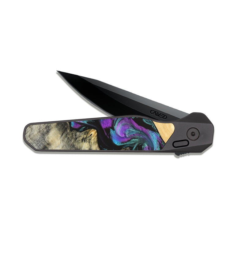 EDC Dark Slate Wood Pocket Knife - Frankie (Purple, 822110)