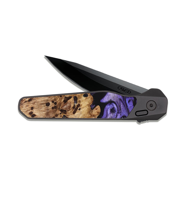 EDC Dark Slate Wood Pocket Knife - Cheryle (Purple, 822114)