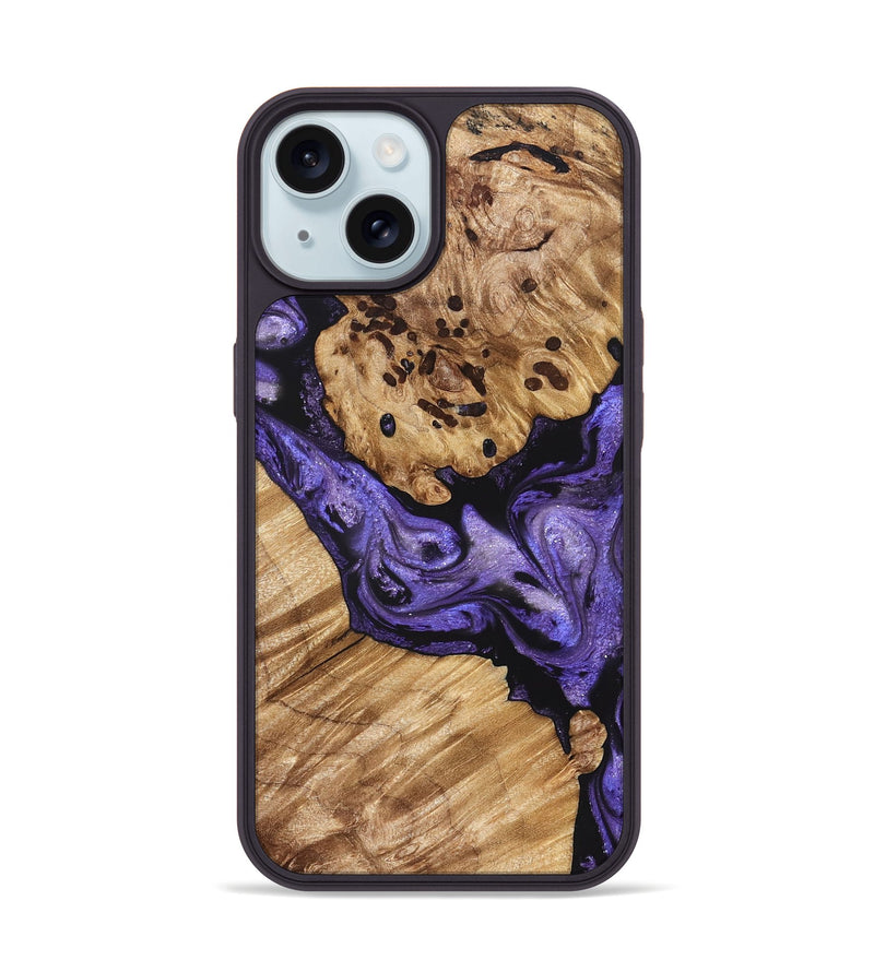 iPhone 15 Wood Phone Case - Cheryle (Purple, 822114)