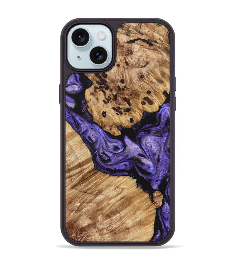 iPhone 15 Plus Wood Phone Case - Cheryle (Purple, 822114)