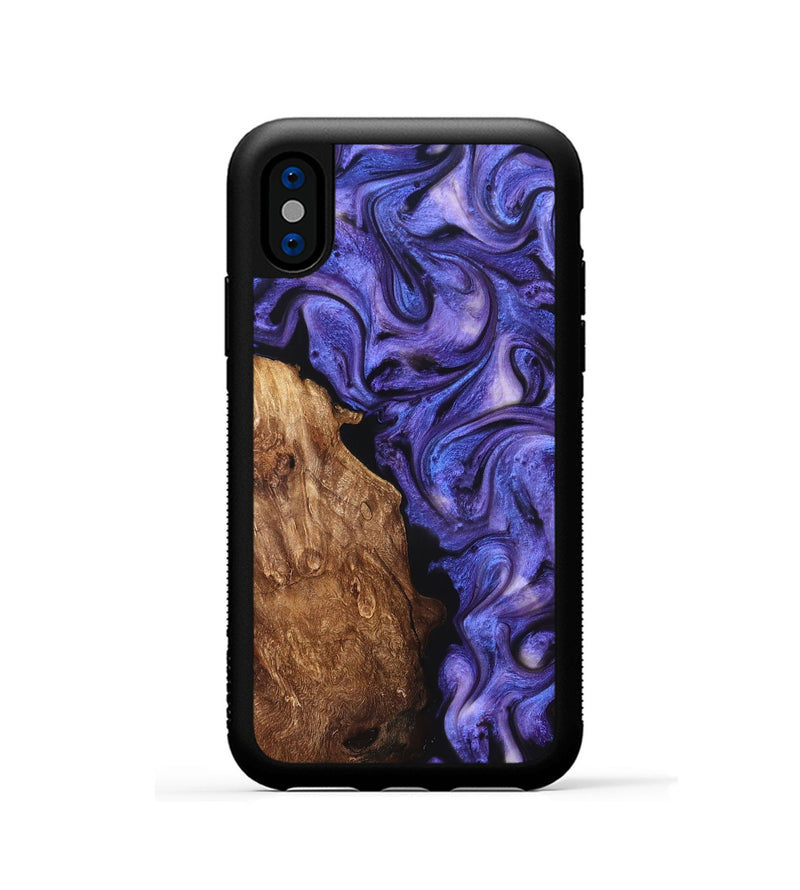 iPhone Xs Wood Phone Case - Giana (Purple, 822115)