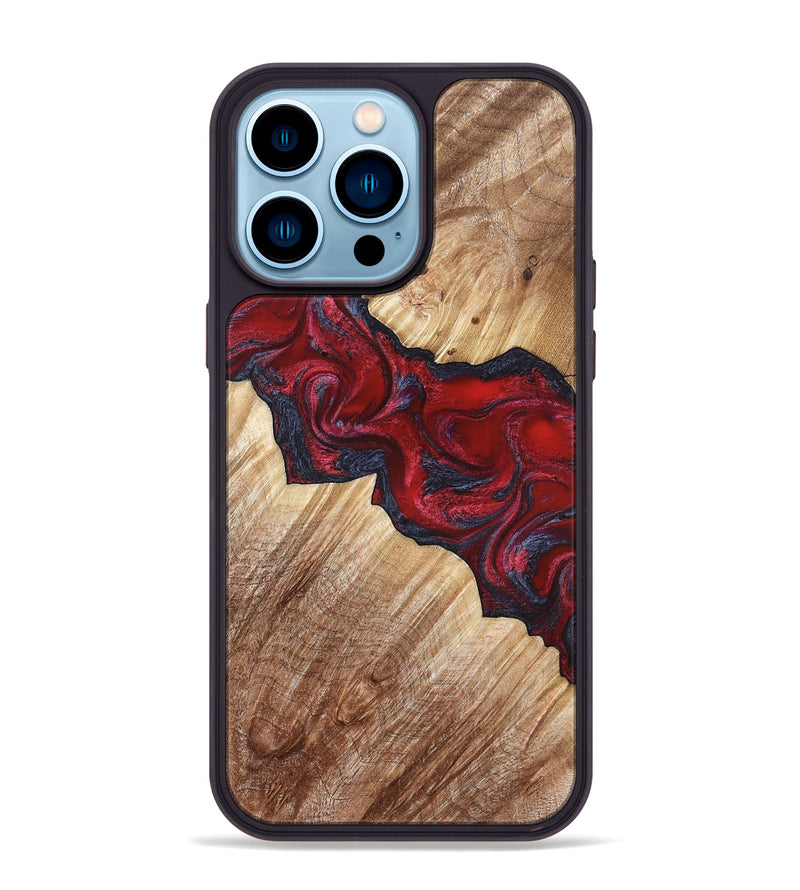 iPhone 14 Pro Max Wood Phone Case - Leola (Red, 822119)