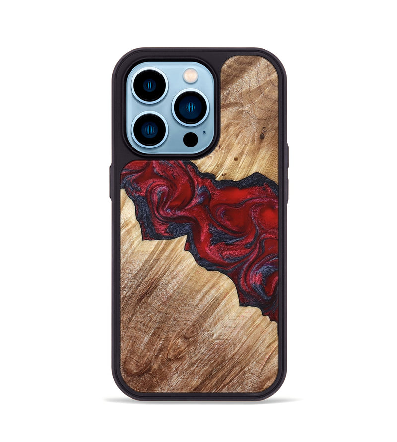 iPhone 14 Pro Wood Phone Case - Leola (Red, 822119)