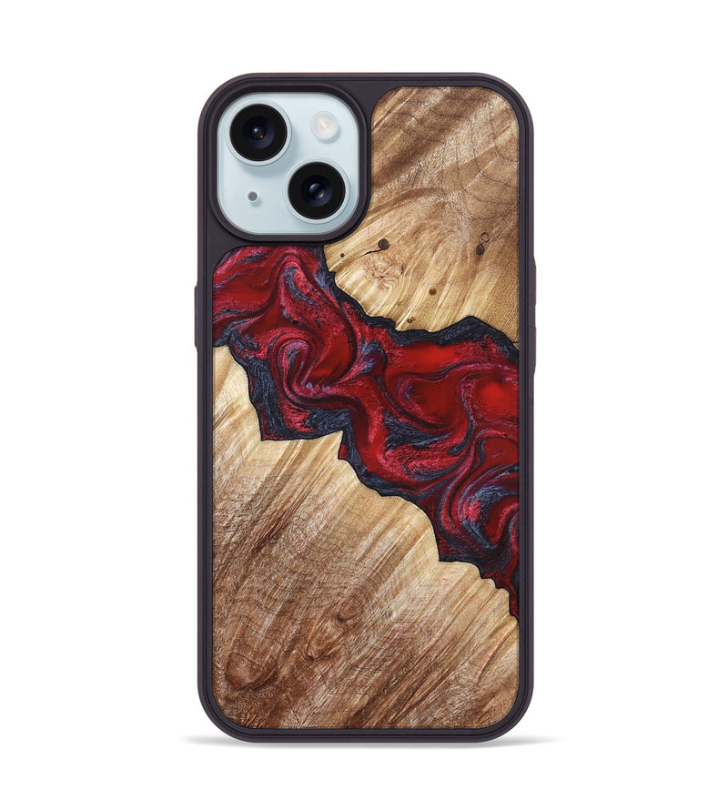 iPhone 15 Wood Phone Case - Leola (Red, 822119)