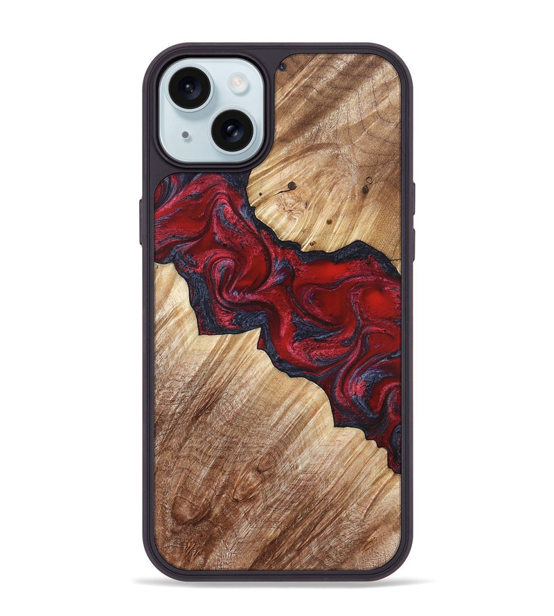 iPhone 15 Plus Wood Phone Case - Leola (Red, 822119)