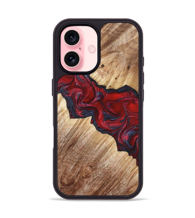 iPhone 16 Wood Phone Case - Leola (Red, 822119)