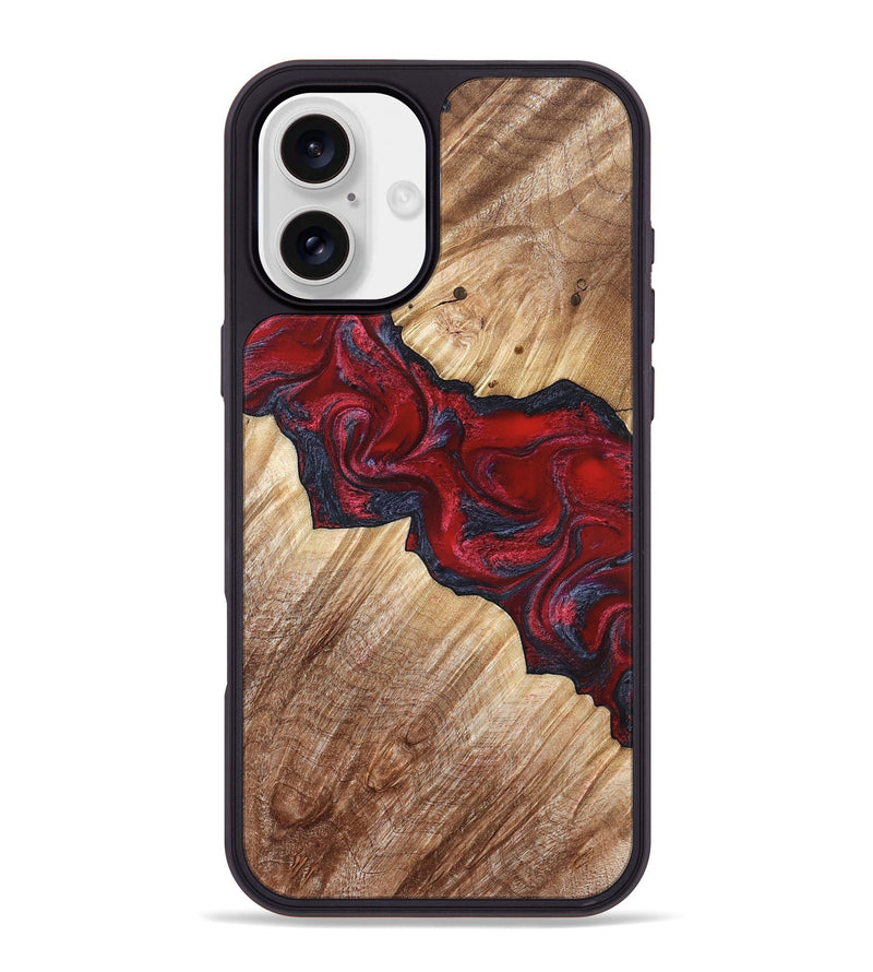 iPhone 16 Plus Wood Phone Case - Leola (Red, 822119)
