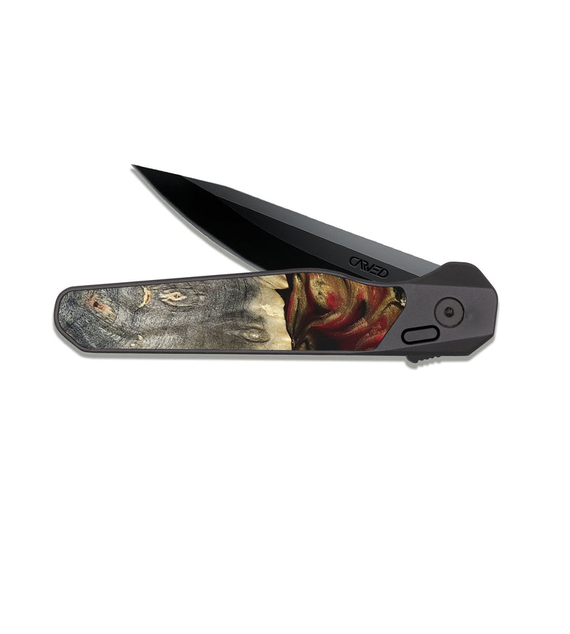 EDC Dark Slate Wood Pocket Knife - Lennie (Red, 822120)