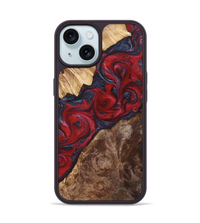 iPhone 15 Wood Phone Case - Kirby (Red, 822121)