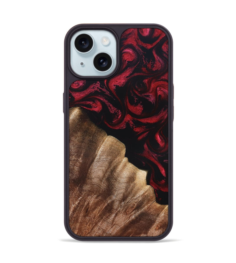 iPhone 15 Wood Phone Case - Meda (Red, 822124)