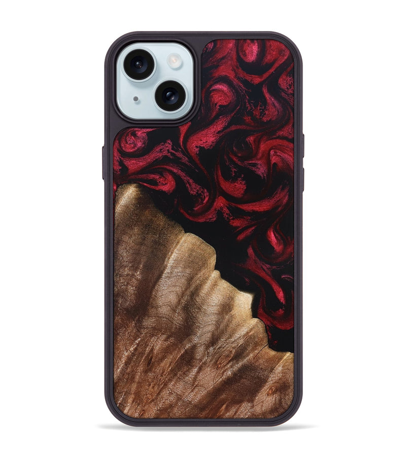 iPhone 15 Plus Wood Phone Case - Meda (Red, 822124)