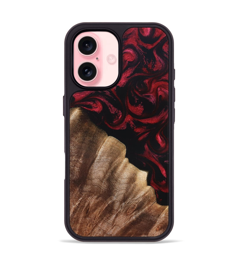 iPhone 16 Wood Phone Case - Meda (Red, 822124)