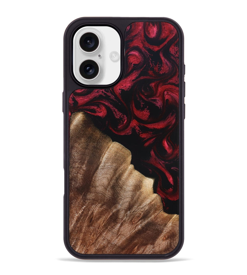 iPhone 16 Plus Wood Phone Case - Meda (Red, 822124)