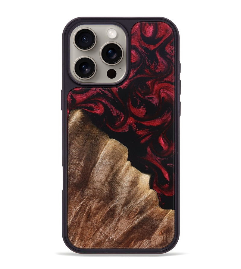iPhone 16 Pro Max Wood Phone Case - Meda (Red, 822124)
