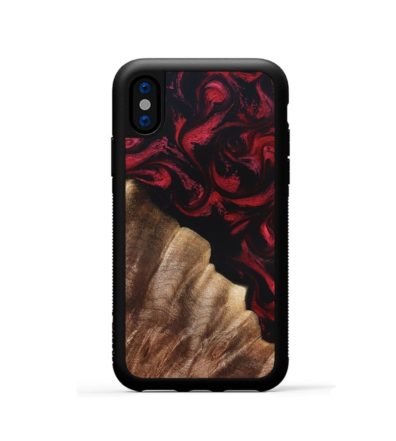 iPhone Xs Wood Phone Case - Meda (Red, 822124)