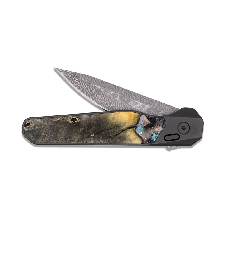EDC Dark Damascus Wood Pocket Knife - Crissy (Cosmos, 822126)