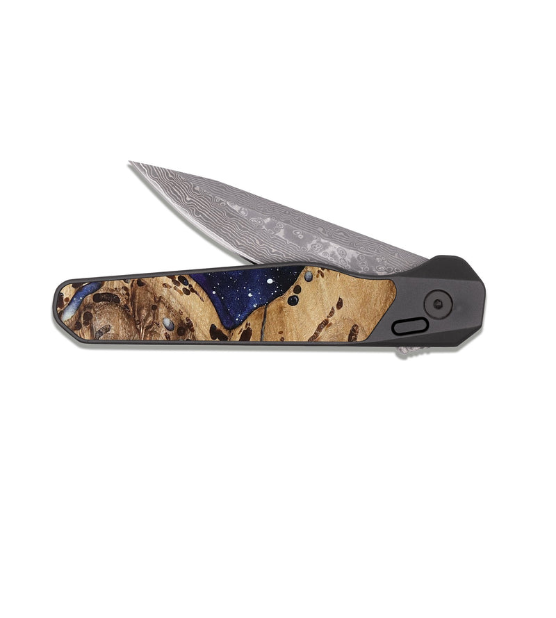 EDC Dark Damascus Wood Pocket Knife - Braeden (Cosmos, 822127)