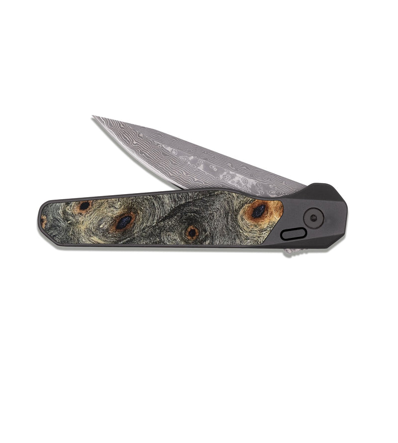 EDC Dark Damascus Wood Pocket Knife - Zina (Wood Burl, 822141)