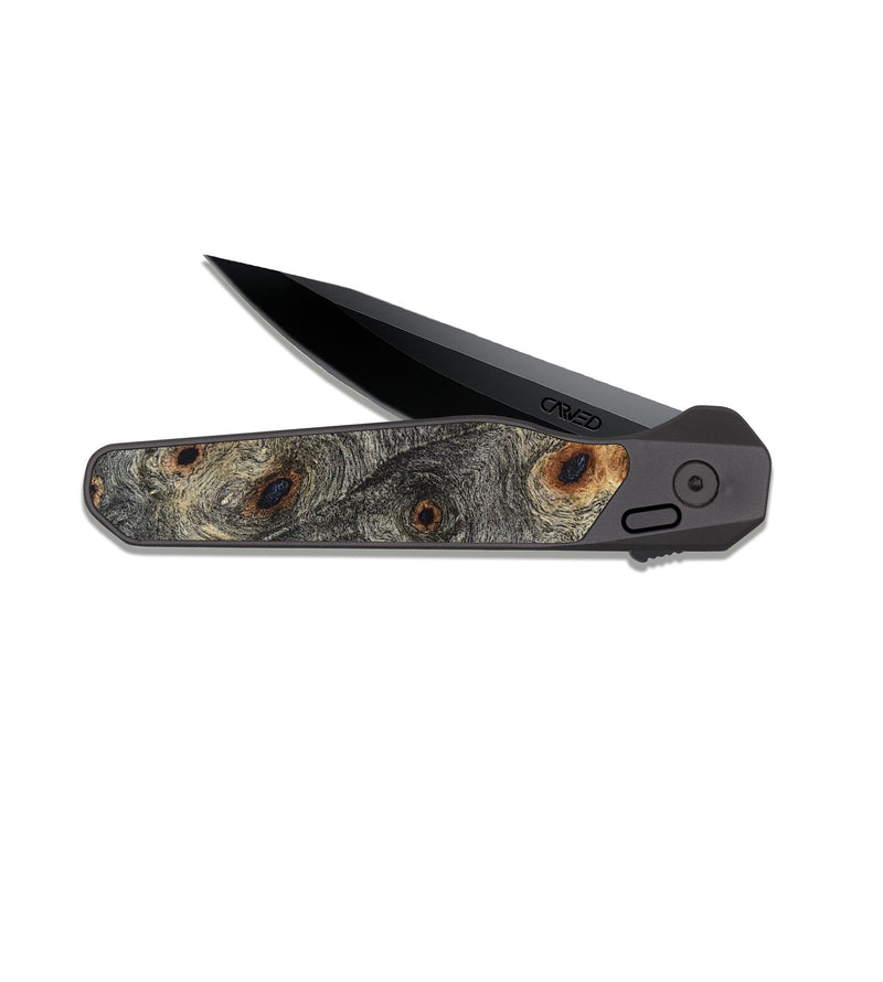 EDC Dark Slate Wood Pocket Knife - Zina (Wood Burl, 822141)