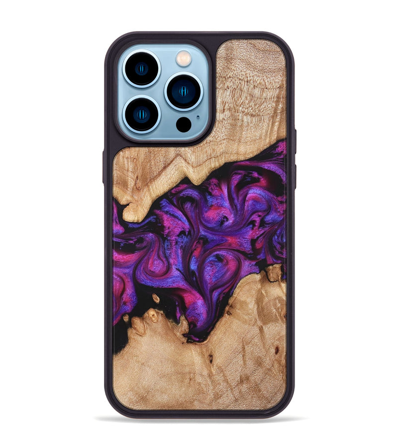 iPhone 14 Pro Max Wood Phone Case - Moses (Purple, 822147)