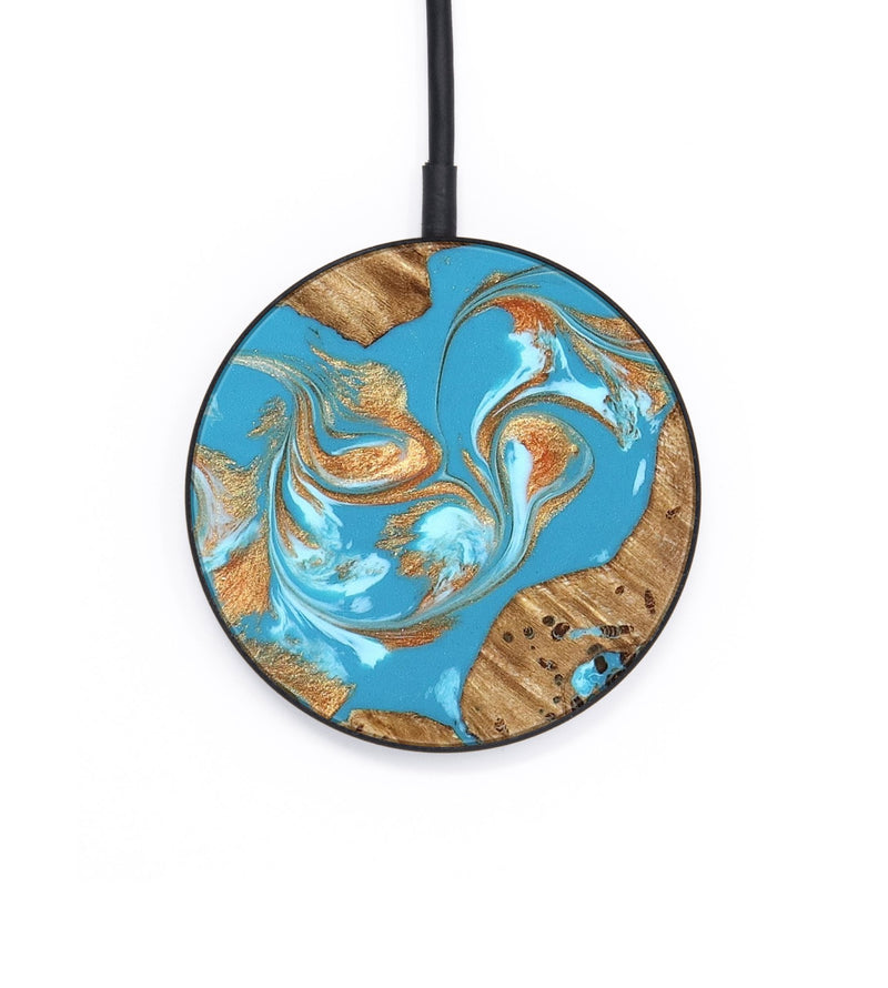 Circle Wood Wireless Charger - Qiana (Teal & Gold, 822149)