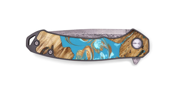 EDC Wood Pocket Knife - Qiana (Teal & Gold, 822149)