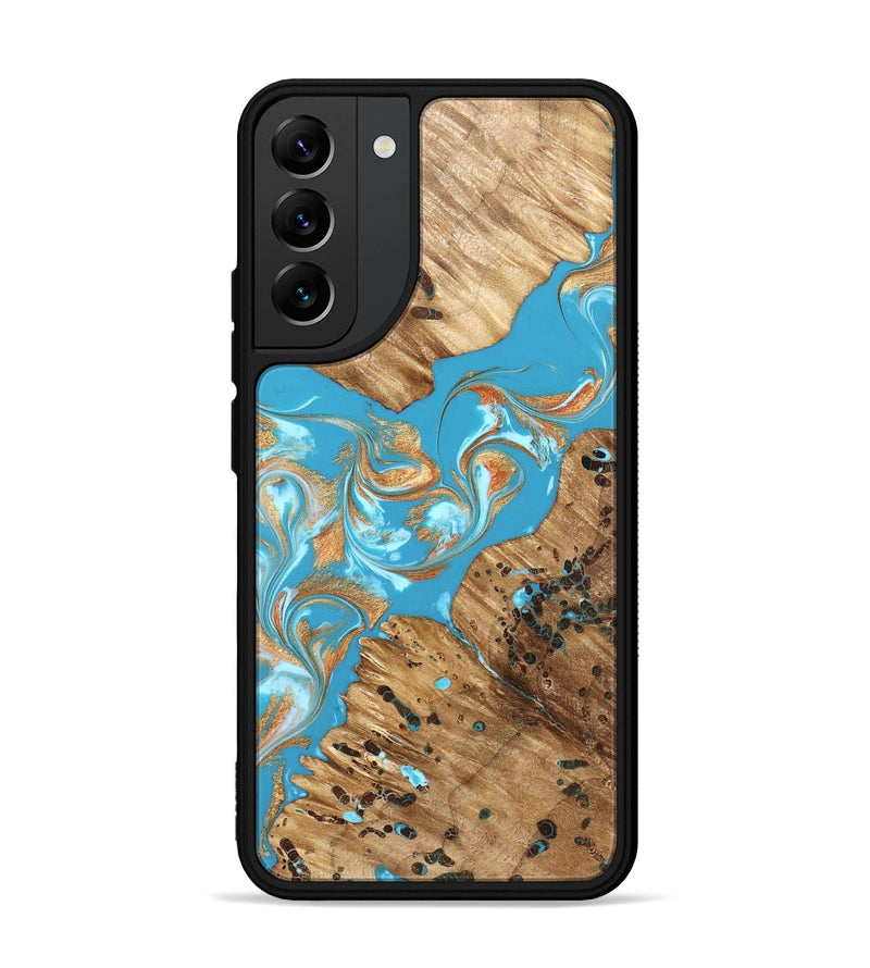 Galaxy S22 Plus Wood Phone Case - Qiana (Teal & Gold, 822149)