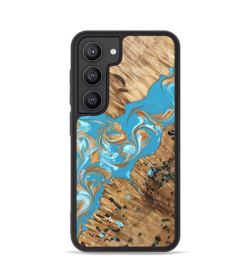 Galaxy S23 Wood Phone Case - Qiana (Teal & Gold, 822149)
