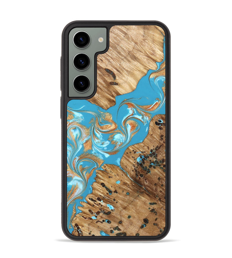 Galaxy S23 Plus Wood Phone Case - Qiana (Teal & Gold, 822149)