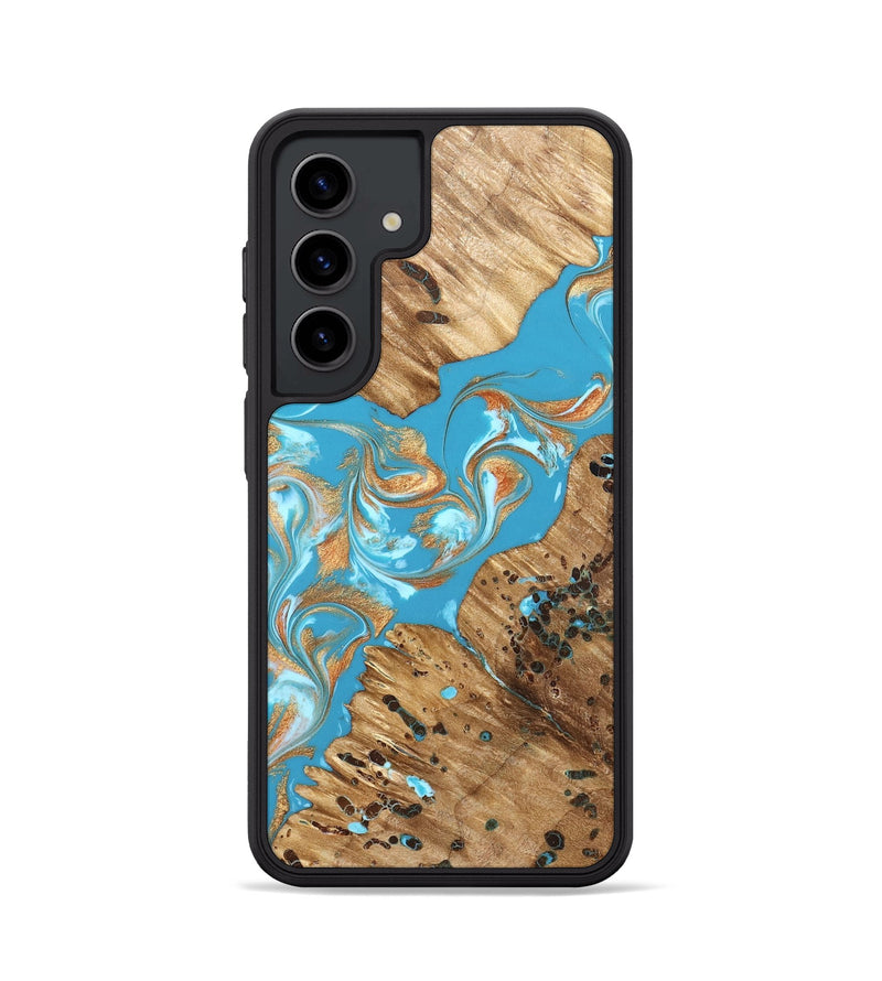 Galaxy S24 Wood Phone Case - Qiana (Teal & Gold, 822149)