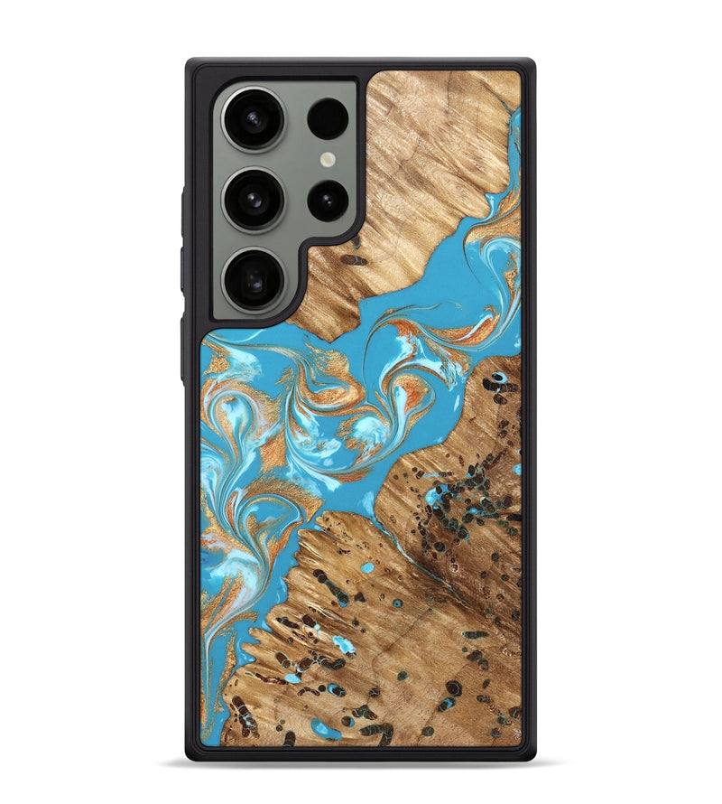 Galaxy S24 Ultra Wood Phone Case - Qiana (Teal & Gold, 822149)
