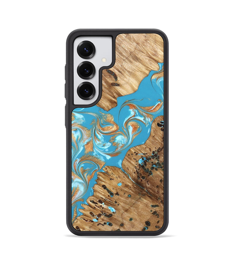 Galaxy S25 Wood Phone Case - Qiana (Teal & Gold, 822149)