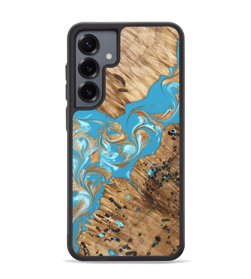 Galaxy S25 Plus Wood Phone Case - Qiana (Teal & Gold, 822149)