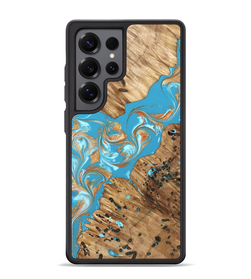 Galaxy S25 Ultra Wood Phone Case - Qiana (Teal & Gold, 822149)