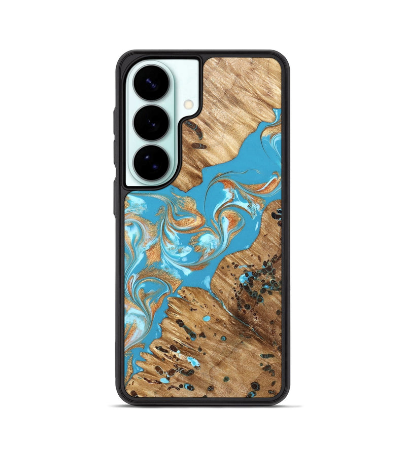 Galaxy S26 Wood Phone Case - Qiana (Teal & Gold, 822149)