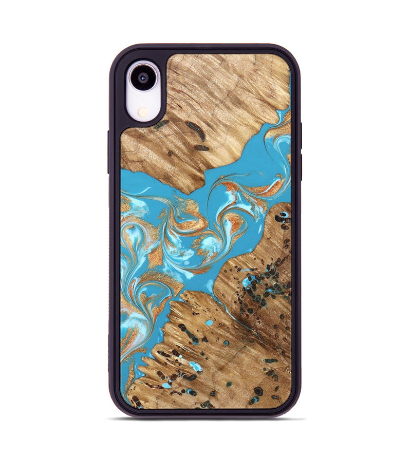 iPhone Xr Wood Phone Case - Qiana (Teal & Gold, 822149)