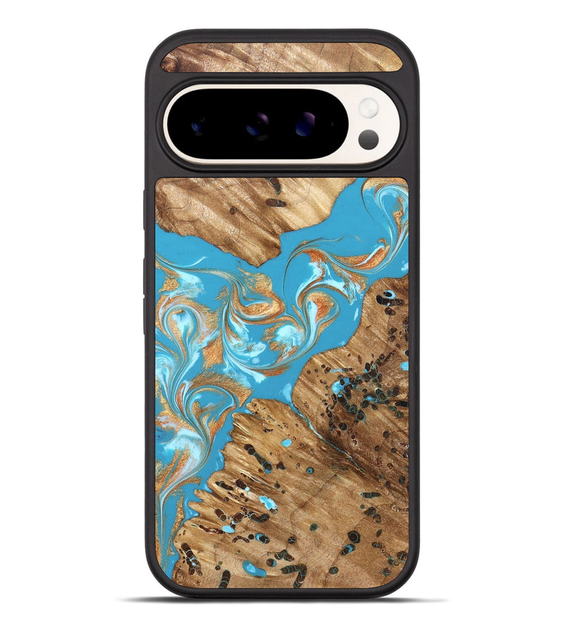 Pixel 10 Pro XL Wood Phone Case - Qiana (Teal & Gold, 822149)
