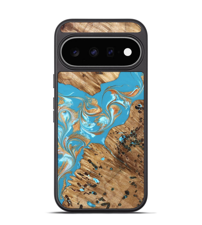 Pixel 11 Wood Phone Case - Qiana (Teal & Gold, 822149)