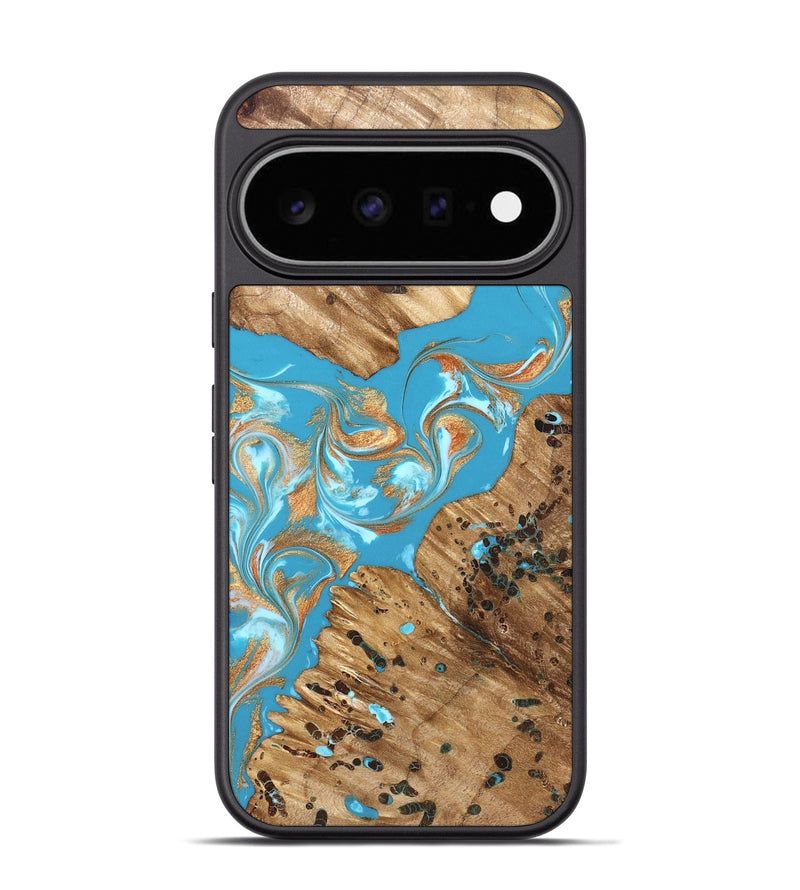 Pixel 11 Pro Wood Phone Case - Qiana (Teal & Gold, 822149)
