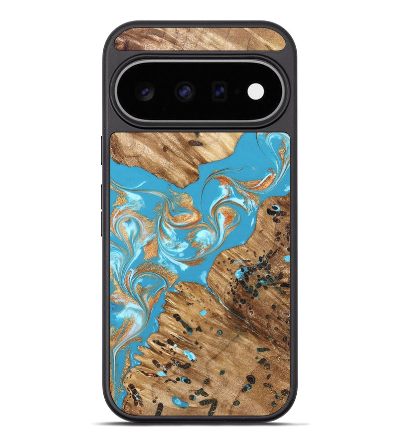 Pixel 11 Pro XL Wood Phone Case - Qiana (Teal & Gold, 822149)