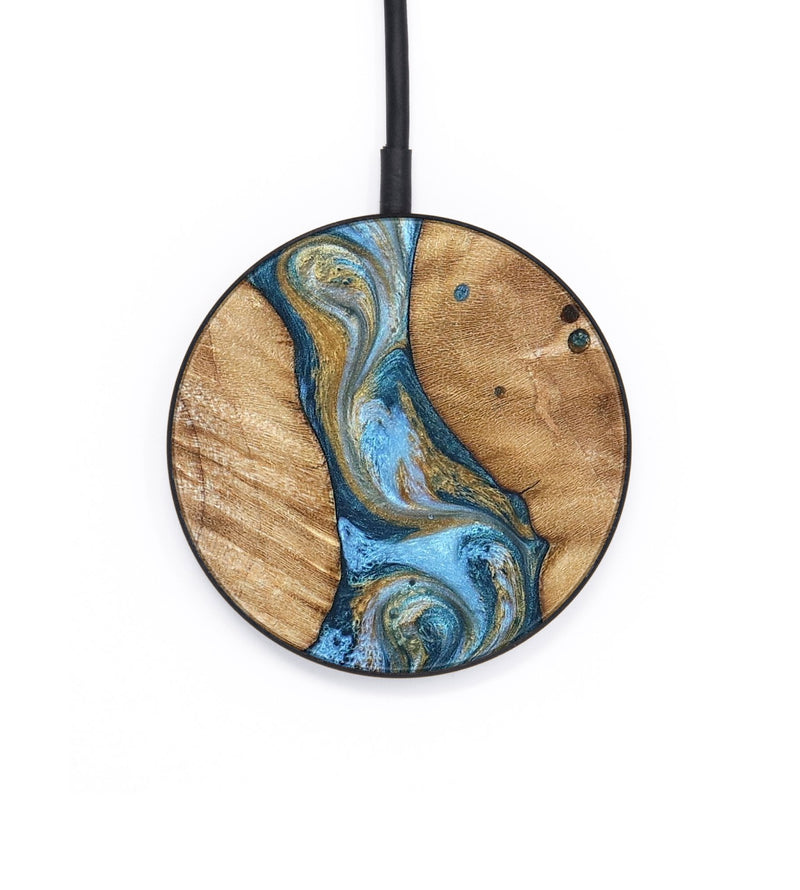 Circle Wood Wireless Charger - Hank (Teal & Gold, 822150)